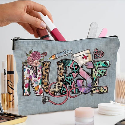 Nurse Makeup Bags,Nurse Gifts for Women,Nurse Cosmetic Bags With Zipper,Nurse Gifts for Nursing Student,Student Nurse Gifts(Blue)