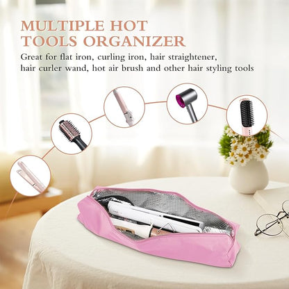 Professional Hot Hair Tools Organizer Bag Portable Travel Heat Resistant Storage Case Pouch for Curling Irons, Flat Irons, Hair Straightener and Styling Tools(17.7" x 3.2"x 3.2")