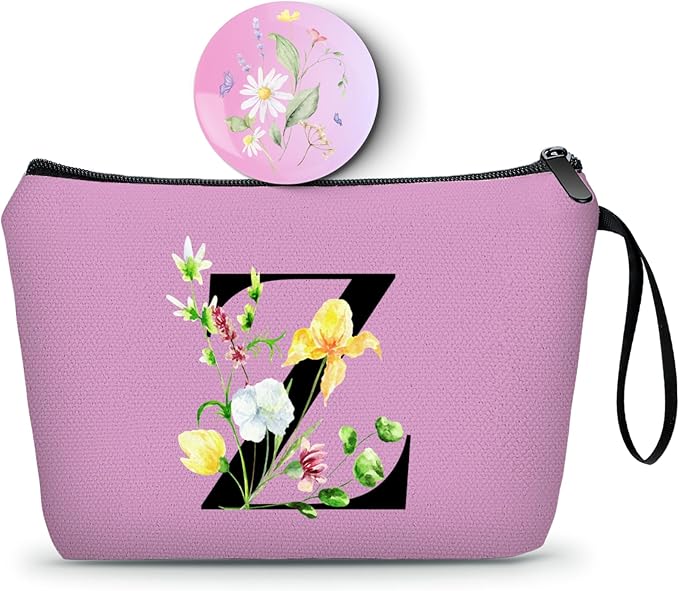 Birthday Friendship Bridesmaid Team Gifts for Employees Women Mom Girl Daughter Teenage Personalized Make up Cosmetic Bag Travel with Mirror Mothers Day Christmas Graduation Z