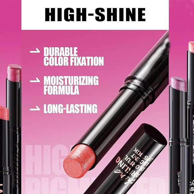 Lipstick For Women Matte Nude Glitter Highly Pigmented Moisturizing Lip stick Hypoallergenic Waterproof Long Lasting Lipsticks Quick Makeup Lightweight Portable Magenta # 09