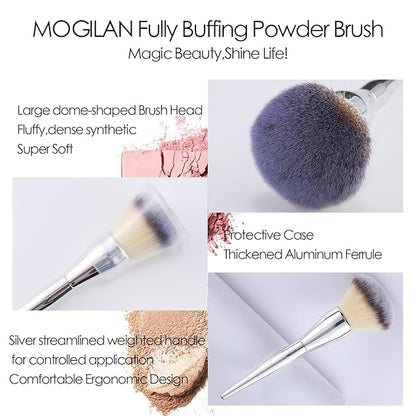Powder Brush Large Foundation Brush for Pressd Powder Premium Fluffy Synthetic Kabuki Makeup Brush Perfect For Blending Buffing with Loose Powder Liquid Foundation Full Coverage