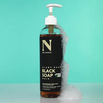 Dr. Natural Multi-Purpose Black Liquid Soap - Natural West African Body Wash - Gentle Hand Soap and Body Soap - Deep Moisturizer, Fights Acne - 16 oz