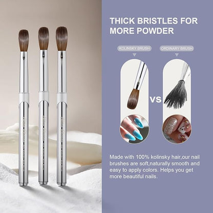 Acrylic Nail Art Brush Size 12, 100% Pure Kolinsky Hair Oval Nail Brush for Acrylic Application, Professional Nail Extension Manicure Tool Striping Nail Drawing Pen for DIY Home Salon