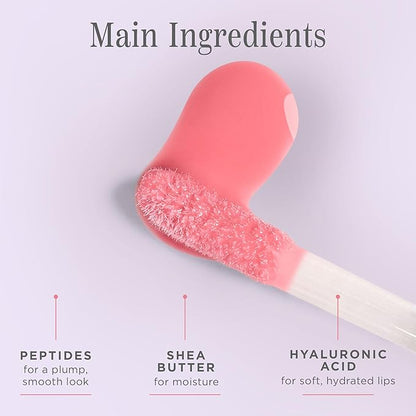 Cote Beauty's Peptide Lip Shine in Lyla, Ultra Hydrating & Long-Lasting Coral Plumping Lip Gloss for Women with Hyaluronic Acid, Shea Butter & Jojoba Oil, Vegan & Cruelty-Free, 0.12 Fl Oz