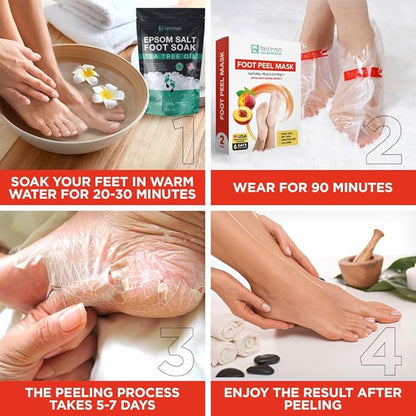 Lavinso Foot Mask that Removes Dead Skin and Callus - 3 Pack - Peach Feet Peeling Mask Extra Strength