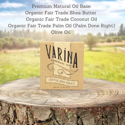 Natural Coffee Cream Bar Soap - Gentle Cleansing for Sensitive Skin, Earthy Scents - 3 Pack