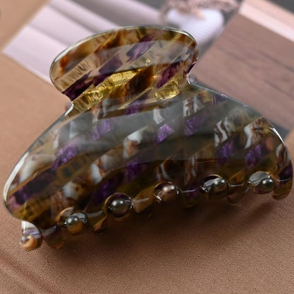 Handmade Celluloid Acetate French Design Barrettes Tortoise Shell Claws Hair Claw Luxury Fashion Accessories Hair Clip for Women (brown purple)