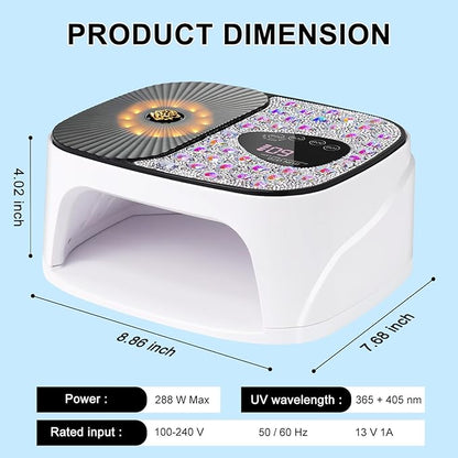 LIMEGIRL UV LED Nail Lamp Kit for Gel Polish Professional Fast Curing White Dryer Light Set with 4 Timer Settings Cordless Rechargeable Nail Art Cure Machine with UV Gloves for Manicure Pedicure