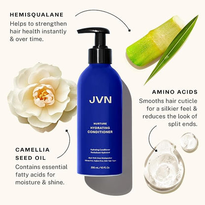 JVN Nurture Hydrating Shampoo and Conditioner Set, 20 Fl Oz, Detangles & Softens Hair, Moisture and Deeply Nourishing, Color Safe Hair Care for Women and Men, Silicone and Sulfate Free