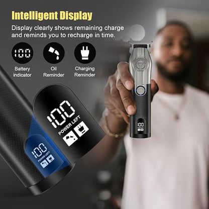HIENA PRO Hair Clippers for Men Professional Cordless Hair Clippers Electric Beard Trimmer and Foil Shaver Set Home Hair Cutting Kit Type-C Rechargeable for Barber Clippers with LED Display