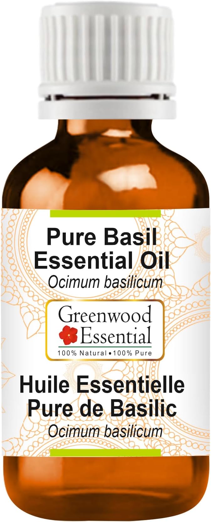 Greenwood Essential Basil Essential Oil (Ocimum basilicum) Pure | Non-Sticky | Non-Greasy | Lightweight | Men & Women | All Skin Types | Steam Distilled 15ml (0.50 oz)
