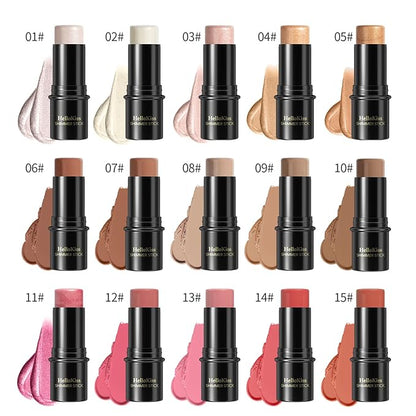 3 Pcs Cream Contour Stick Makeup Kit, Shades with Highlighter,Blush and Bronzer Contour Stick for Sculpt the Cheeks, Waterproof, Matte & Dewy Finish (Light-Medium,#02+#10+#12)