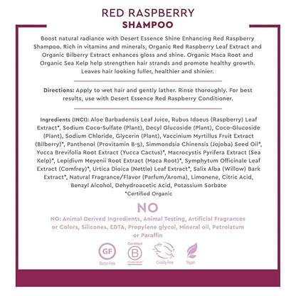 Desert Essence Red Raspberry Shampoo - 8 Fl Ounce - Gloss & Shine Enhancing - Strengthens Hair - Removes Everyday Pollutants - Vitamin A & C - Calcium - Magnesium