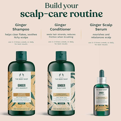 The Body Shop Ginger Scalp Care Conditioner, Fine, Weak Hair, With Silk Protein, Reduces Friction When Brushing, Vegan | 400 mL / 13.5 Oz