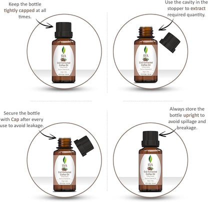SVA Coffee Essential Oil – 1/3 Fl Oz – 100% Natural Coffee Oil - for Diffuser, Hair Care, Face, Skin Care, Aromatherapy, Scalp and Body Massage, Soap and Candle Making