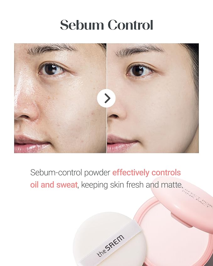 THESAEM Saemmul Perfect Pore Pink Pact - Makeup Finishing Pressed Powder for Sebum Control and Pore Minimization, Soothes Sensitive Skin with Calamine, Setting Powder, Clumps Free 12g