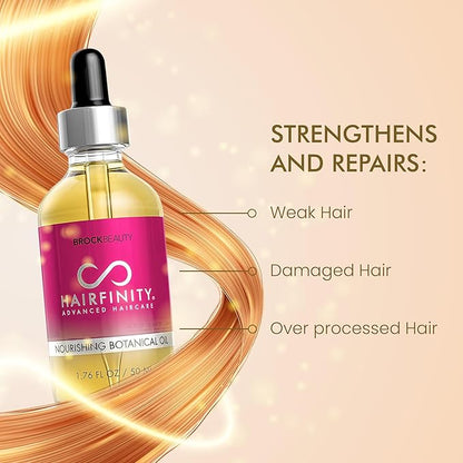 Hairfinity Botanical Hair Oil with Rosemary - Growth Treatment for Dry Damaged Hair and Scalp with Jojoba, Olive, Sweet Almond Oils - Silicone and Sulfate Free 1.76 oz