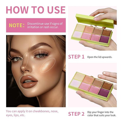 CHIFURE Eyeshadow Stick, Shimmer and Matte Cream Eye Shadow Brightener Sticks Eyeliner Pencil Crayon, Waterproof Long Lasting Eye Highlighter Stick Makeup,0.056 Oz (8-color eyeshadow palette)