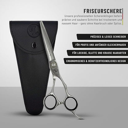 Professional Hair Cutting Scissors 6.5" - German High Carbon Steel Barber Shears with Convex Blades, Ergonomic Design for Salon & Home Use - Pius Lang
