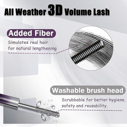 Iron Wand Mascara, Metal Wand Mascara, 3D Curling Metal MascaraWand, Clump-Free, Waterproof & Smudge-Proof Formula For Naturally Long, Thick Lashes