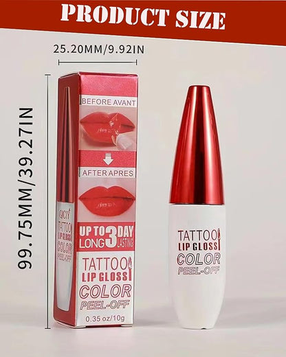 2 Pcs Red Nude Pink Peel Off Lip Stain,Matte Peel Off Lip Gloss Long Lasting Lip Liner Stain Peel Off Lip Tint, Waterproof Lip Liner Stain High Pigmented Lipstick Women's Lip Color Makeup Gift-03+04