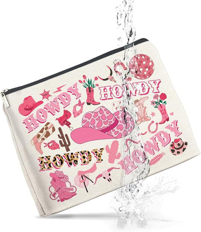 Cowgirls Gifts Makeup Bag Western Cowgirl Gifts for Girls Women Howdy Cowgirl Zipper Makeup Pouch