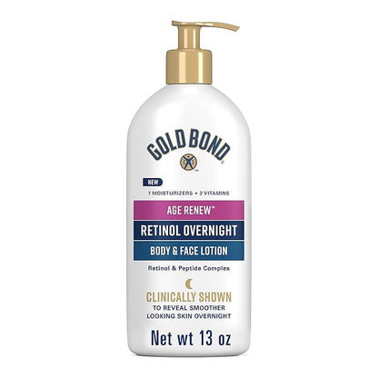 Gold Bond Age Renew Retinol Overnight Body & Face Lotion, With Retinol & Peptide Complex, 13 oz.