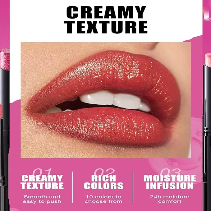 Rose Red Lipstick For Women Matte Nude Glitter Highly Pigmented Moisturizing Lip stick Hypoallergenic Waterproof Long Lasting Lipsticks Quick Makeup Lightweight Portable # 08