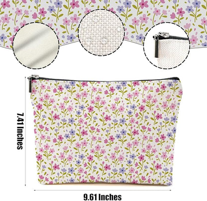 4 Packs Cute Flowers Makeup Bag Floral Wildflower Cosmetic Bag Friend Friendship Gifts for Women Girls Sister Daughter Botanical Travel Organizer Zipper Pouch Christmas Thanksgiving Birthday Gifts