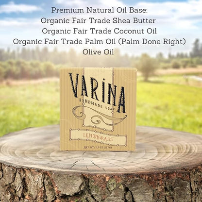 Organic Lemongrass Bar Soap - Gentle Cleansing for Sensitive Skin, Herbal and Mint - 3 Pack