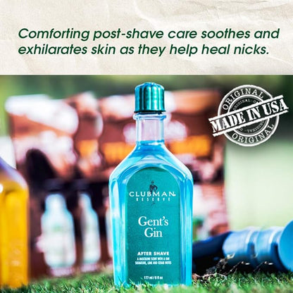 Clubman Pinaud Gent’s Gin After Shave Lotion – Masculine Scent with Gin, Lime & Cedar Notes, Refreshing Aftershave for Men, 6 oz