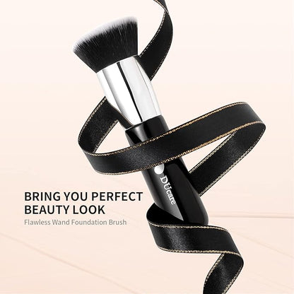 DUcare Kabuki Foundation Brush for Liquid Makeup Flat Top Professional Stick Buffing Blending Mineral Powder Large Face Makeup Brush, Black