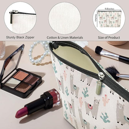 jeilink Cute Llamas Makeup Bag Alpaca Llama Gifts Funny Llama Stuff Decor for Llamas Lover Christmas Birthday Gifts for Women Animal Lovers Girl Daughter Best Friend BFF Niece Sister Toiletry Bag