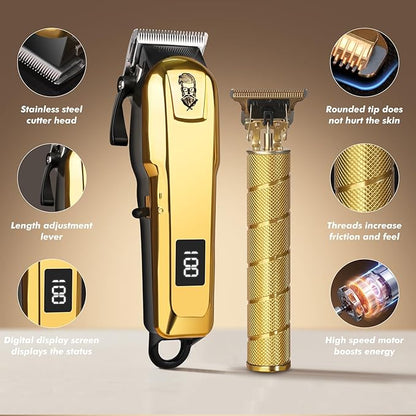 Hair Clippers for Men, Beard Trimmer and Electric Shaver Set, Professional Rechargeable Cordless Barber Hair Cutting Tools Grooming Kit