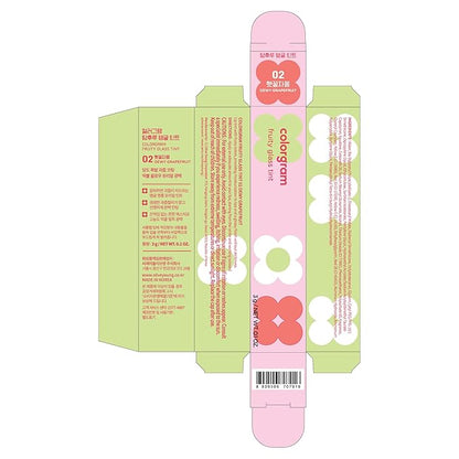 COLORGRAM Fruity Glass Tint 02 Dewy Grapefruit | Korean Long Lasting & Waterproof Lip Stain | Glossy Lip Gloss with Subtle Orange Shade | Buildable, Blendable, Moisturizing, Non-Sticky | 0.11 Oz