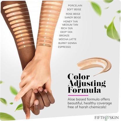 Fifth & Skin: Better’n Ur Skin Liquid Foundation (SANDY BEIGE) - Natural, Organic, Vegan, Cruelty-Free - Gluten-Free Beauty with Buildable Coverage and Palm-Free Luxury - 1 oz