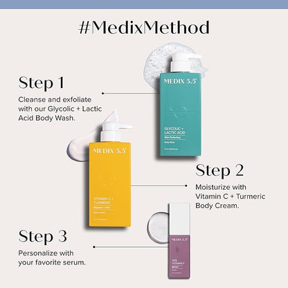 Medix 5.5 Vitamin C Cream Body Lotion & Face Moisturizer | Anti Aging Vitamin C Lotion For Women & Men Helps Soften The Look Of Dark Spots, Wrinkles, & Uneven Looking Skin Tone, 3OZ, 3PC Travel Size