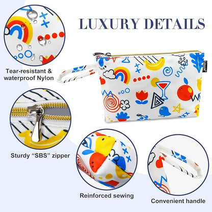 Gloppie Small Makeup Bag Cosmetic Bag for Purse Cute Makeup Pouch White