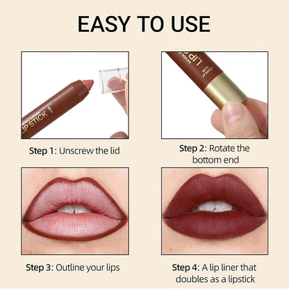 Erinde Matte Lipstick Crayon for Women, Rose Nude 24 Hour Lipstick Lip Liner Pencil, Neutral Lip Stick Long Lasting Waterproof, Vegan & Cruelty-Free, 02