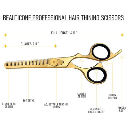 BEAUTICONE Thinning Shears for Hair Cutting, Professional Barber Hair Scissors, texturizing shears for Women/Men Trimming, Salon, Hair Layering scissor, Stainless Steel