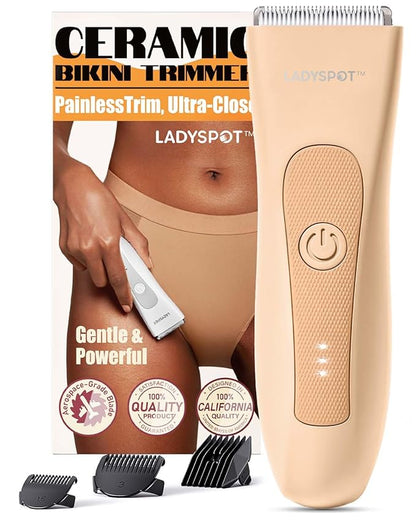 MANSPOT LADYSPOT™ Finishing Trimmers, Electric Shaver for Women, Hair Trimmer for Womens, Shaving & Grooming Sets Kit with 3 Guard and Replaceable Ceramic Blade Heads, Waterproof Wet/Dry(Orange)
