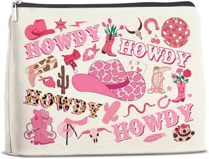 Cowgirls Gifts Makeup Bag Western Cowgirl Gifts for Girls Women Howdy Cowgirl Zipper Makeup Pouch
