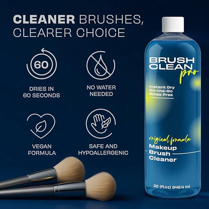 Original Makeup Brush Cleaner - Professional Cleanser for Makeup Brushes - Quick-Drying, Rinse-Free Formula - Removes Stubborn Waterproof Make Up, 32 oz