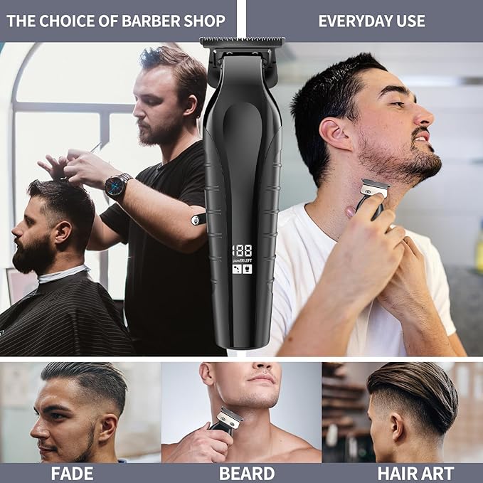 Beard Trimmer for Men Professional,Liners Trimmer Hair Clippers, Precision Edgers Barber Clippers,Zero Gapped T-Blade Hair Trimmer Kit with LCD Display, Hair Cutting Mustache Facial
