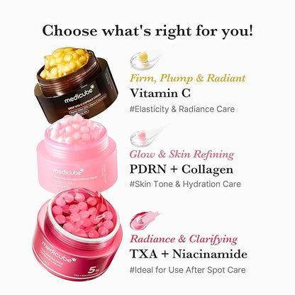 medicube Deep Vitamin C Golden Capsule Face Moisturizer - Liposome Capsules For Wrinkles, Skin Radiance - Transparent Gel for Glow Hydration - Korean Skin Care 1.94 oz