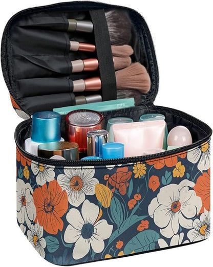 JoyLamoria Floral Blossoms Bag Portable Cosmetic Bag Cute Handbag Wallet Coin Purse with Handle
