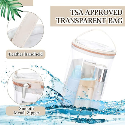 Sanwuta Clear Lotion Bag for Toiletry Cylinder Makeup Bag Heavy Duty Sunscreen Travel Organizer Pouch Waterproof Cosmetic Bag with Handle Zipper Gift for Christmas Beach Pool Airport Women(White)