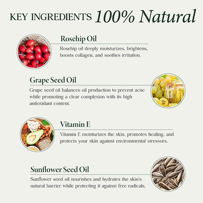 CLARA'S NEW YORK Rosehip Facial Serum with Vitamin E – Hydrating, Lightweight, Smoothing Skin – Made in USA, 30ml (1 Fl Oz)