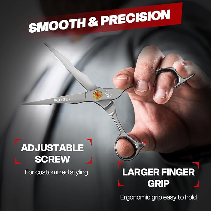 Professional Barber Hair Cutting Scissors Shears Right Hand - 6.8" HIGH-END Extremely Sharp Haircut Scissors Professional Hairdressing Shears 440C Stainless Steel for Salon Home Stylists Silver