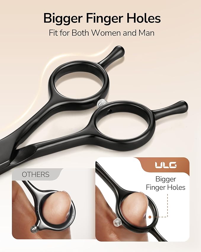 ULG Professional Thinning Shears for Hair Cutting - 6.5’’ Hair Thinning Scissors, Ultra Sharp Japanese Stainless Steel, Ergonomic Handle for Barbers, Stylists, Salon & Home Use, Black
